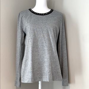 Banana Republic | Metallic Beaded Collar Sweatshirt | Silver Gray | Large